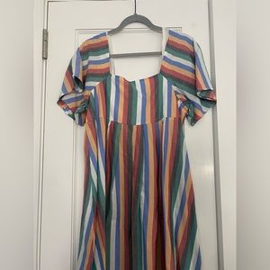 Madewell rainbow flow babydoll dress size L